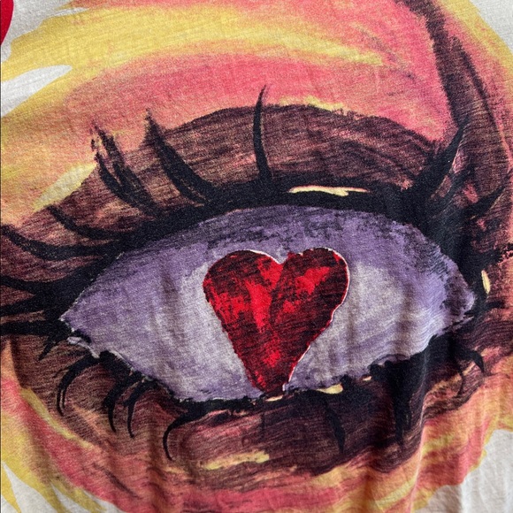 Jaded Gypsy Eye Heart Graphic Tee Distressed Boho Oversized Shirt - Picture 3 of 8